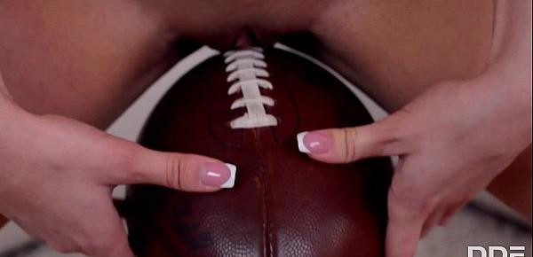  Delightful teen masturbation with hot babe Cinthia Doll humping a football